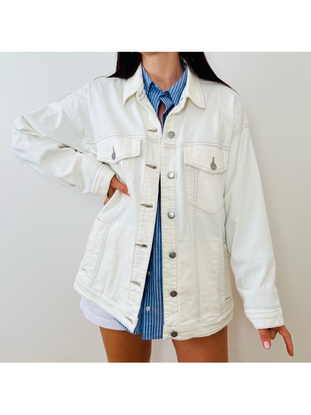 Eileen Fisher Off-White Relaxed Jean Jacket
